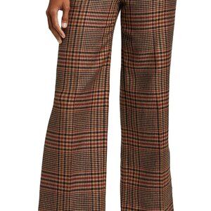 Veronica Beard Size 4 Camel/Black "Brixton" Wool Cropped Flared Pant
